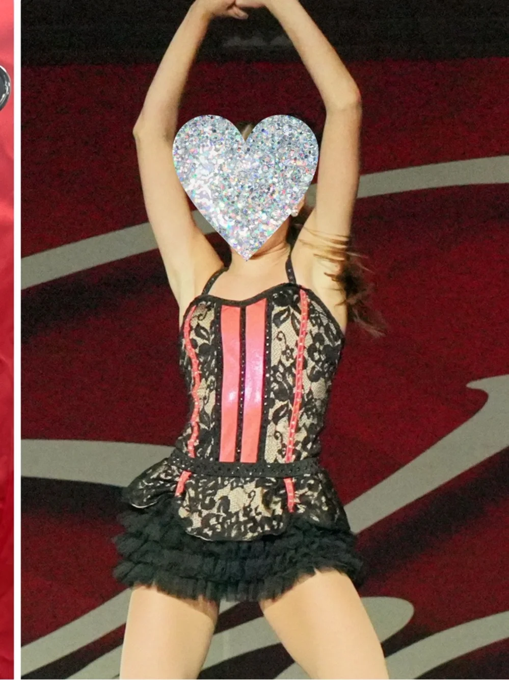 Custom Dance CostumeBlack & Coral Lace Tutu Bodice Dress